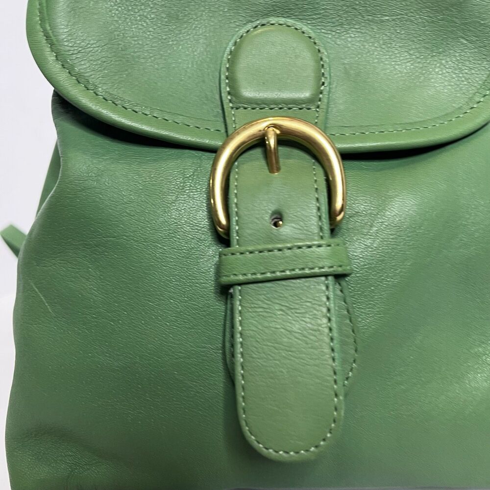 Coach Vintage Pear Green Leather Mini Bantam Backpack Brass Hardware USA - Picture 12 of 16